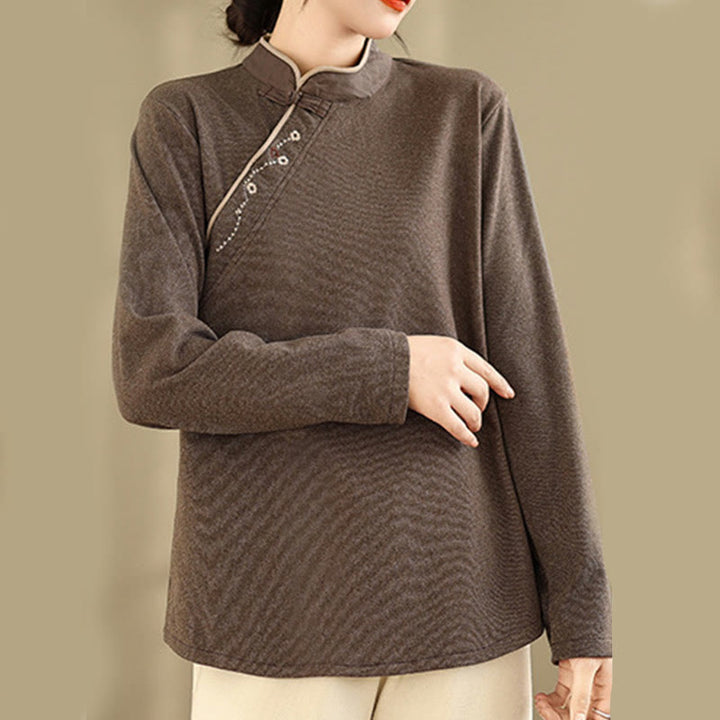 Buddha Stones Frog-button Cotton Women's Long Sleeve Shirt - image 4