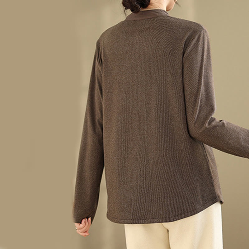Buddha Stones Frog-button Cotton Women's Long Sleeve Shirt - image 3
