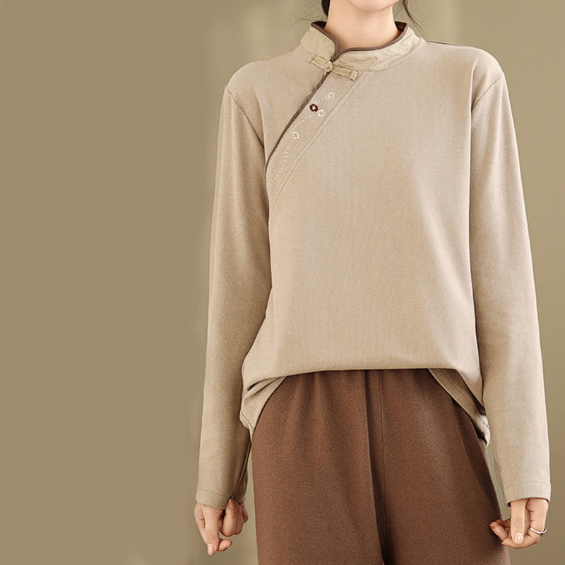 Buddha Stones Frog-button Cotton Women's Long Sleeve Shirt - image 7