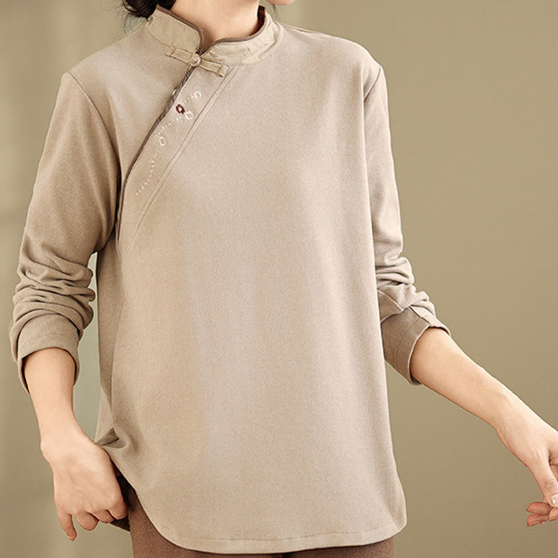 Buddha Stones Frog-button Cotton Women's Long Sleeve Shirt - PeachPuff - US8-10，UK/AU12-14，EU40-42 (2XL) - image 6
