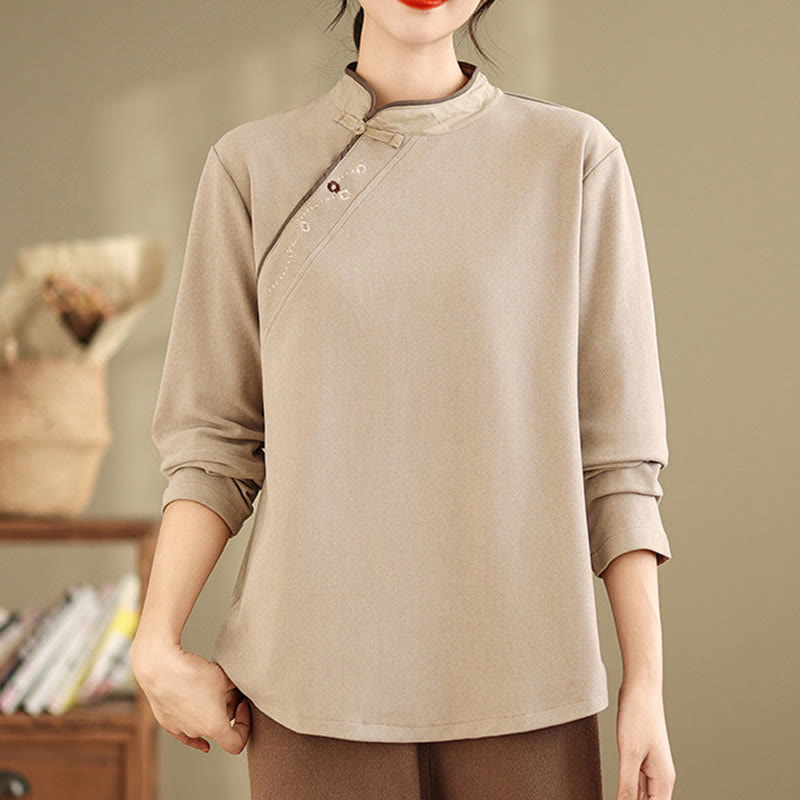 Buddha Stones Frog-button Cotton Women's Long Sleeve Shirt - image 11