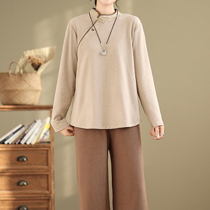 Buddha Stones Frog-button Cotton Women's Long Sleeve Shirt - image 10