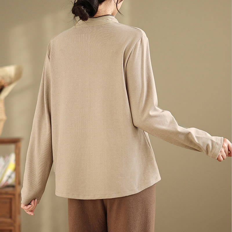 Buddha Stones Frog-button Cotton Women's Long Sleeve Shirt - image 8
