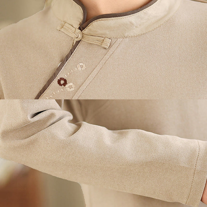 Buddha Stones Frog-button Cotton Women's Long Sleeve Shirt - image 12