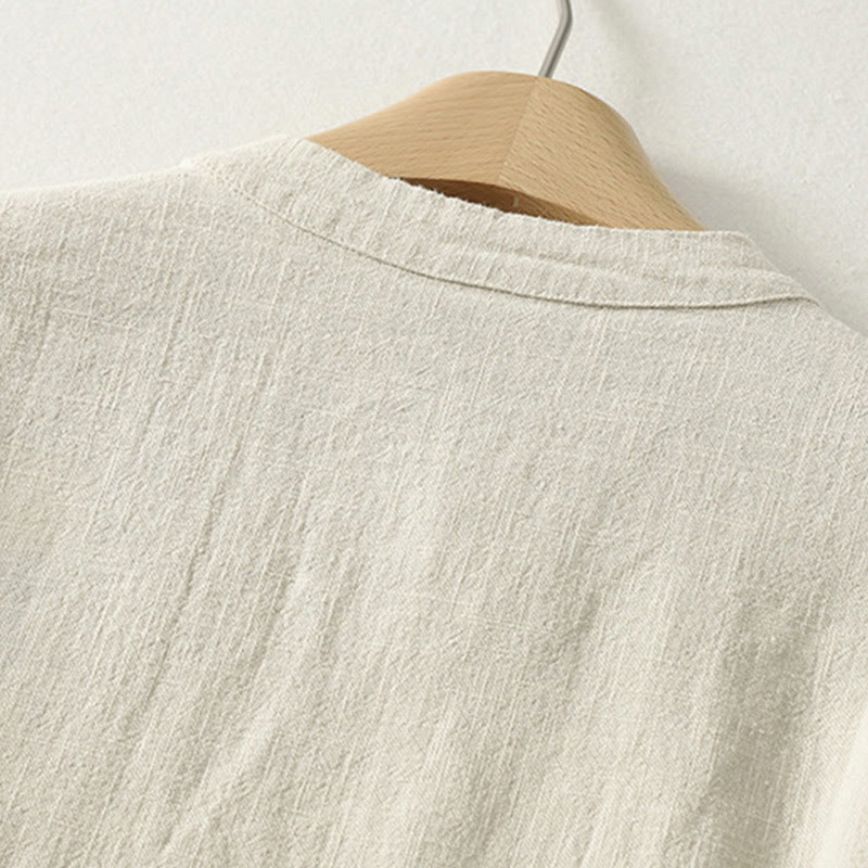 Buddha Stones Casual Plain Frog-buttons Cotton Women's Long Sleeve Shirt - image 10