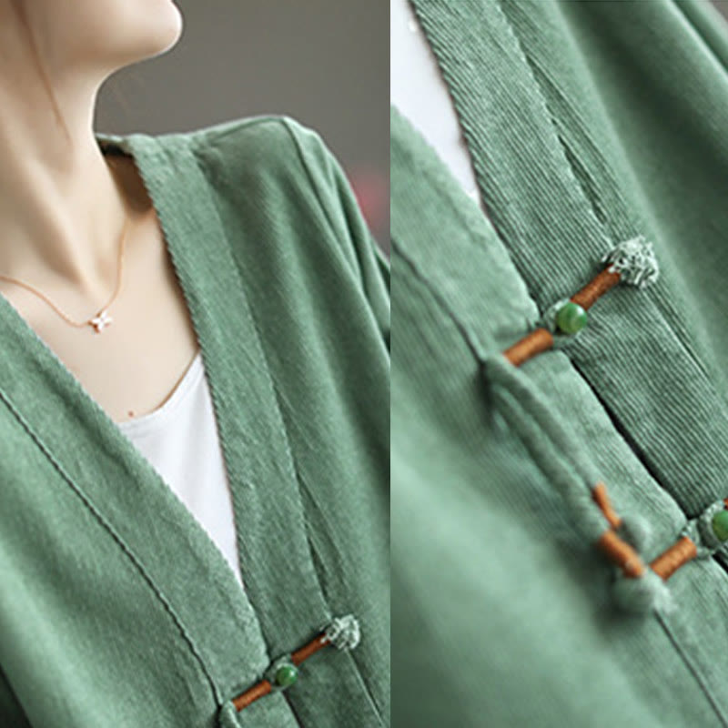 Buddha Stones Women's Cotton Long Sleeve Corduroy Jacket With Pockets - image 12