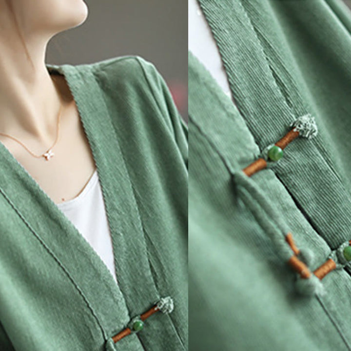 Buddha Stones Women's Cotton Long Sleeve Corduroy Jacket With Pockets - image 12