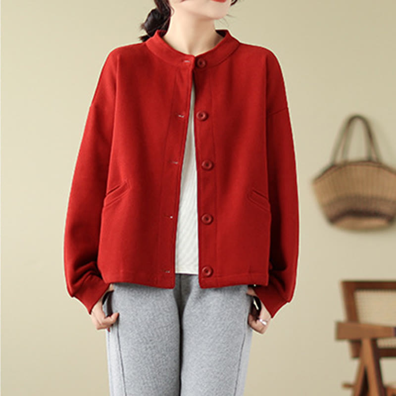 Buddha Stones Solid Color Women's Cotton Long Sleeve Jacket With Pockets - image 10