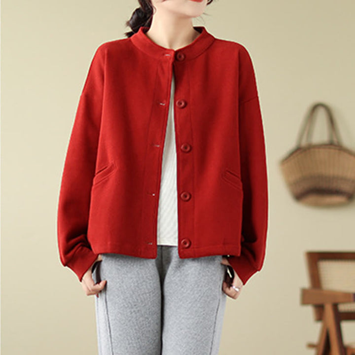Buddha Stones Solid Color Women's Cotton Long Sleeve Jacket With Pockets - image 10