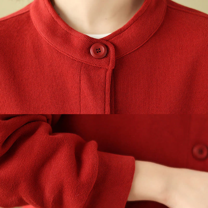 Buddha Stones Solid Color Women's Cotton Long Sleeve Jacket With Pockets - image 11