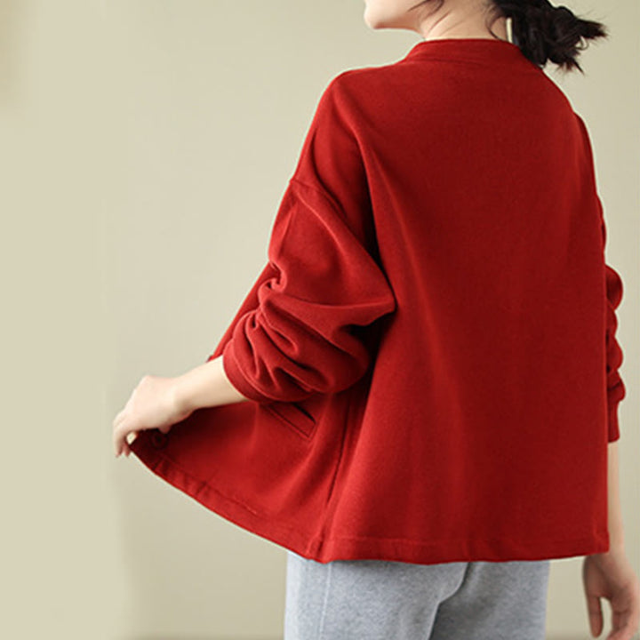 Buddha Stones Solid Color Women's Cotton Long Sleeve Jacket With Pockets - image 7