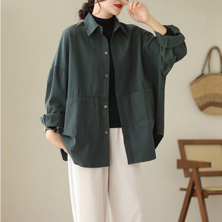Buddha Stones Casual Solid Color Women's Long Sleeve Jacket With Pockets - image 3