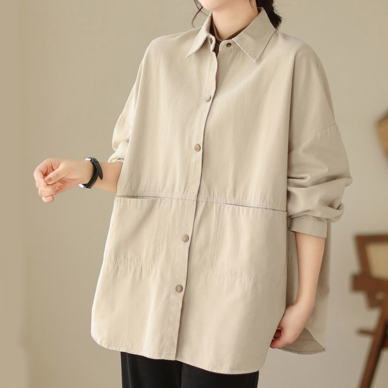 Buddha Stones Casual Solid Color Women's Long Sleeve Jacket With Pockets - image 10
