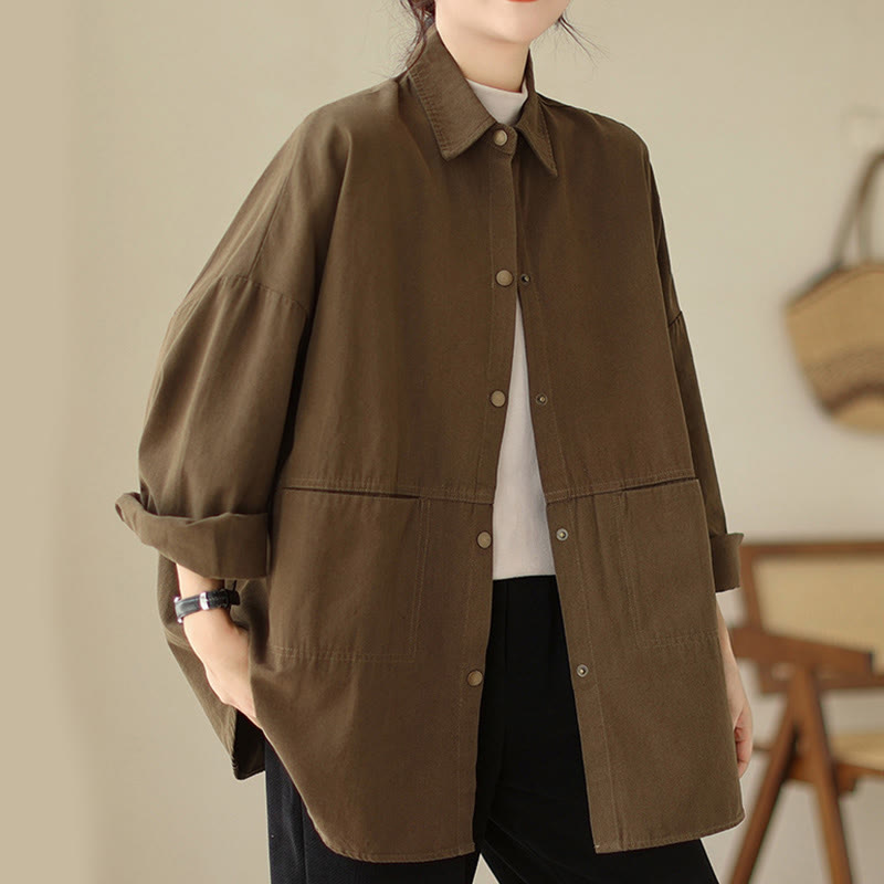 Buddha Stones Casual Solid Color Women's Long Sleeve Jacket With Pockets - image 25