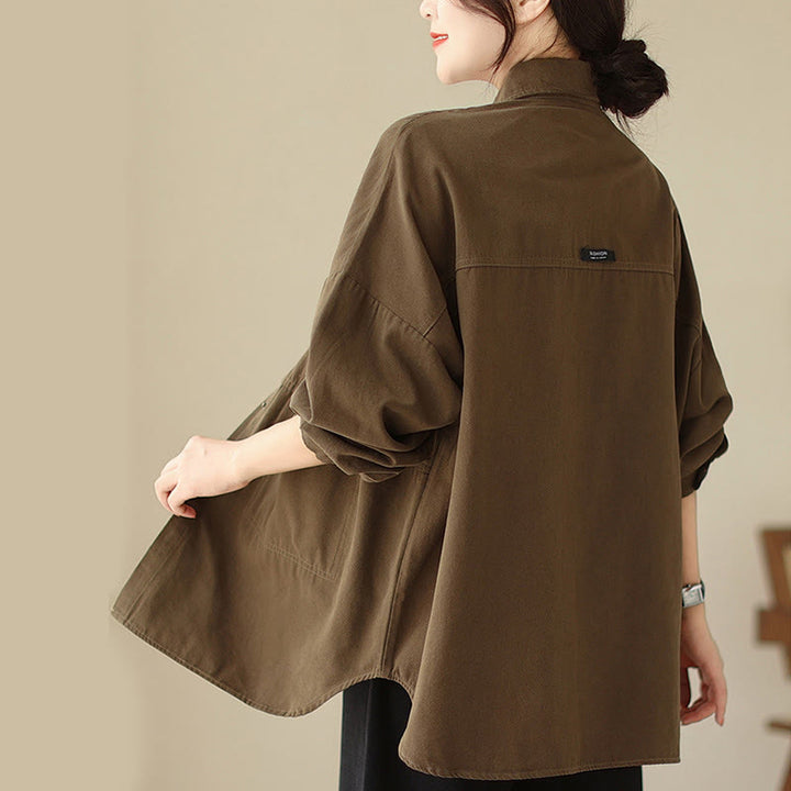 Buddha Stones Casual Solid Color Women's Long Sleeve Jacket With Pockets - image 22