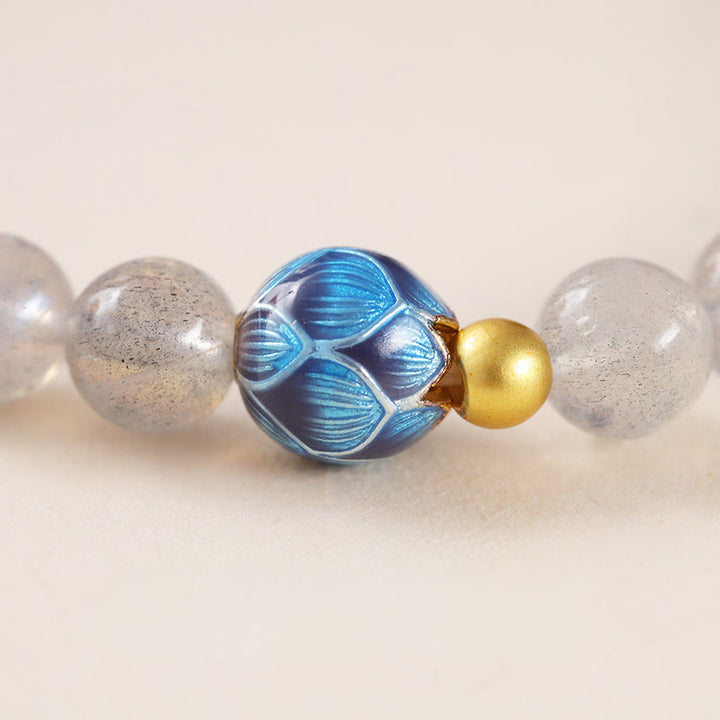 Buddha Stones Natural Moonstone Lotus Love Charming Bracelet - image 9