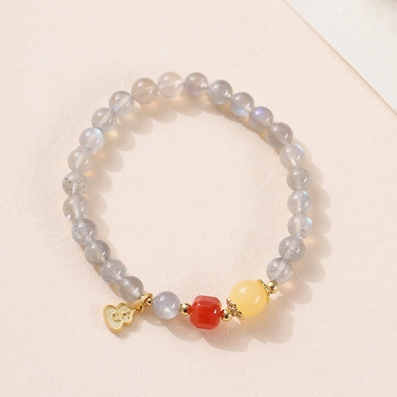 Buddha Stones Natural Moonstone Lotus Love Charming Bracelet - image 11