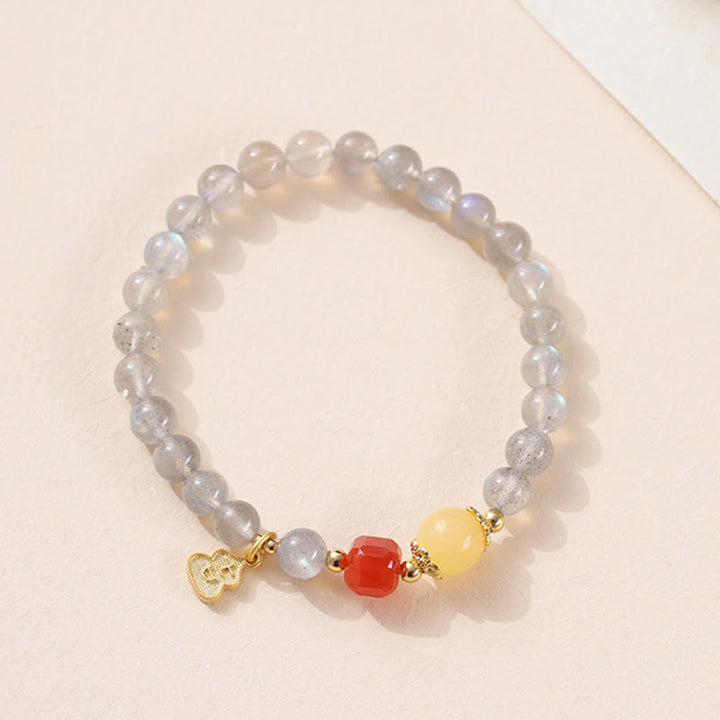 Buddha Stones Natural Moonstone Lotus Love Charming Bracelet - image 11