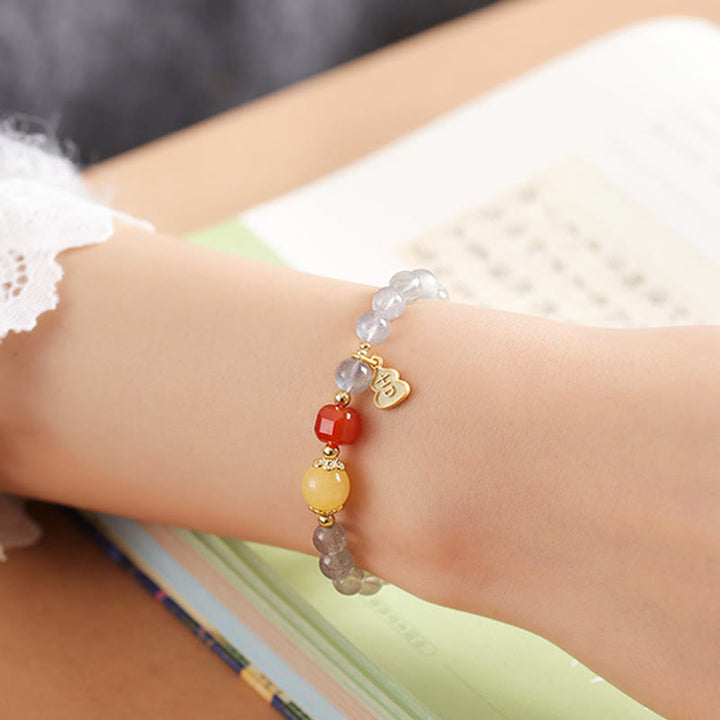 Buddha Stones Natural Moonstone Lotus Love Charming Bracelet - image 13