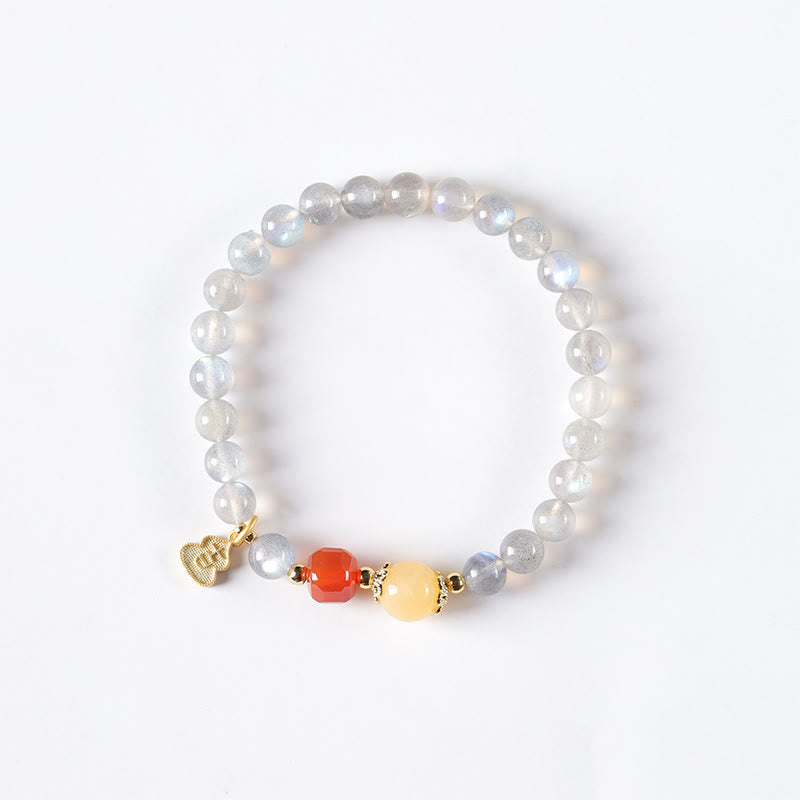 Buddha Stones Natural Moonstone Lotus Love Charming Bracelet - image 12
