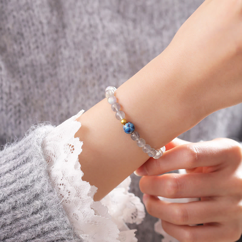 Buddha Stones Natural Moonstone Lotus Love Charming Bracelet - image 4