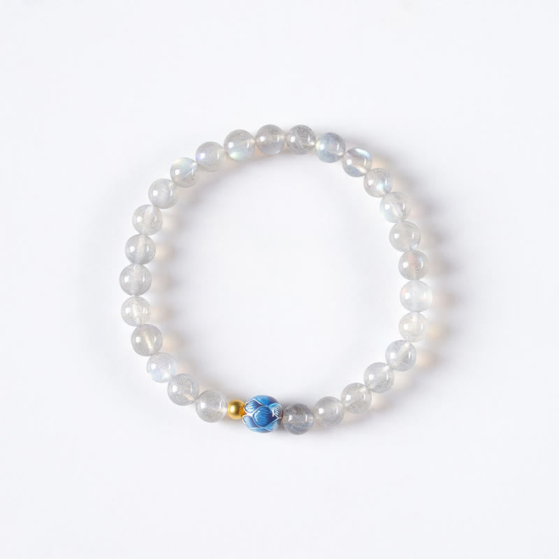 Buddha Stones Natural Moonstone Lotus Love Charming Bracelet - image 7