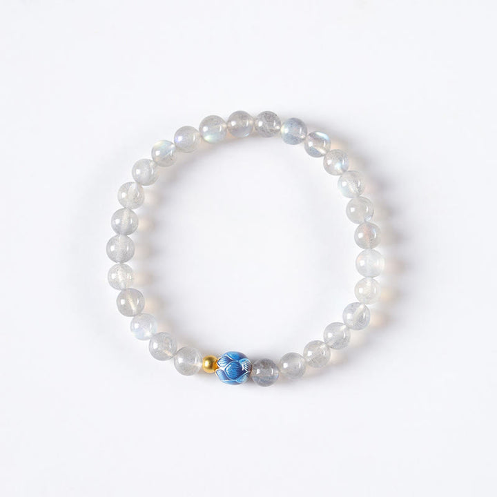 Buddha Stones Natural Moonstone Lotus Love Charming Bracelet - image 7