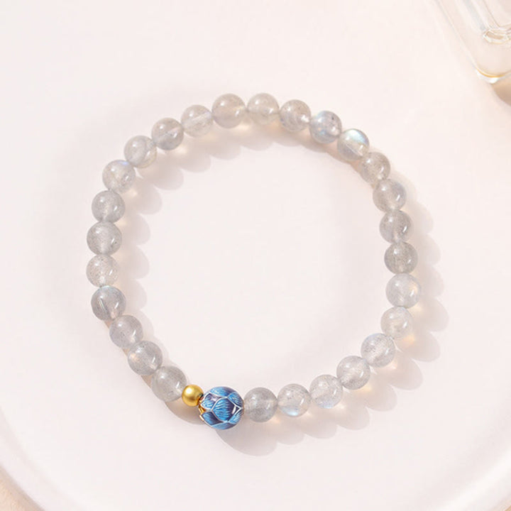 Buddha Stones Natural Moonstone Lotus Love Charming Bracelet - image 2