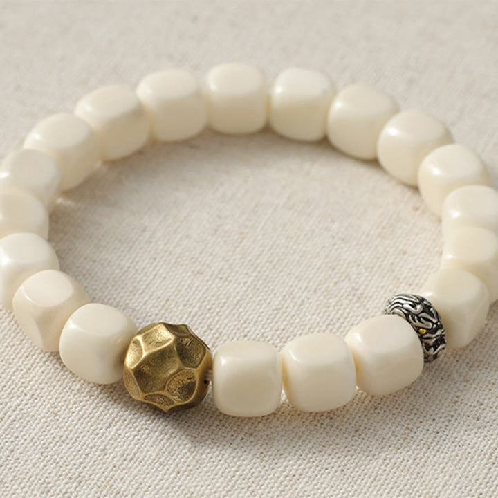 Buddha Stones Bodhi Seed Hammered Copper Brass Calm Bracelet - image 6
