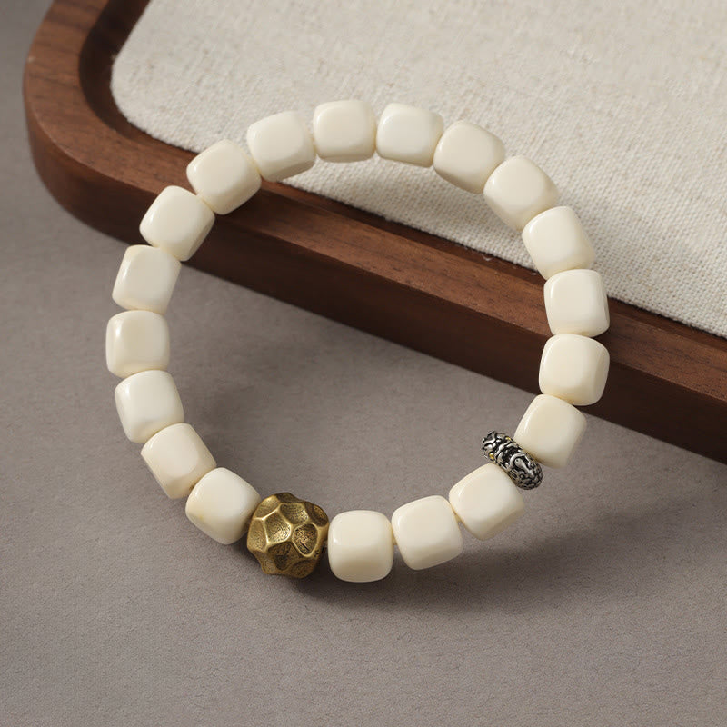 Buddha Stones Bodhi Seed Hammered Copper Brass Calm Bracelet - image 1