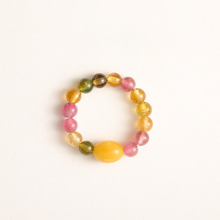 Buddha Stones Natural Tourmaline Lucky Pearl Pixiu Amber Positive Love Ring - Tourmaline & Amber - image 10