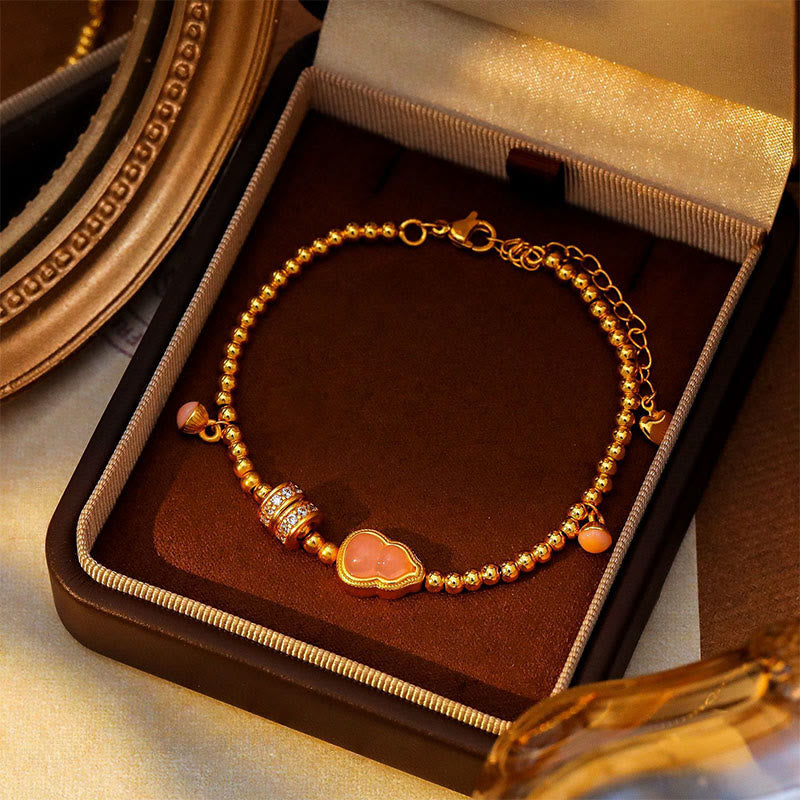 Buddha Stones Copper Brass Plated 24k Gold Beads Gourd Wealth Bracelet - image 1