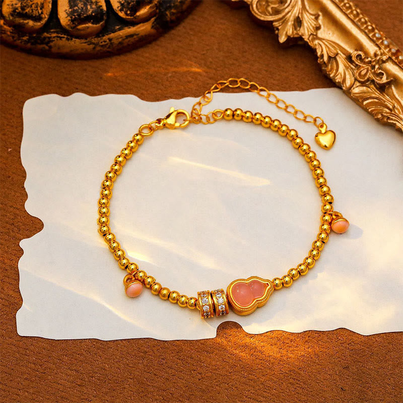 Buddha Stones Copper Brass Plated 24k Gold Beads Gourd Wealth Bracelet - image 3