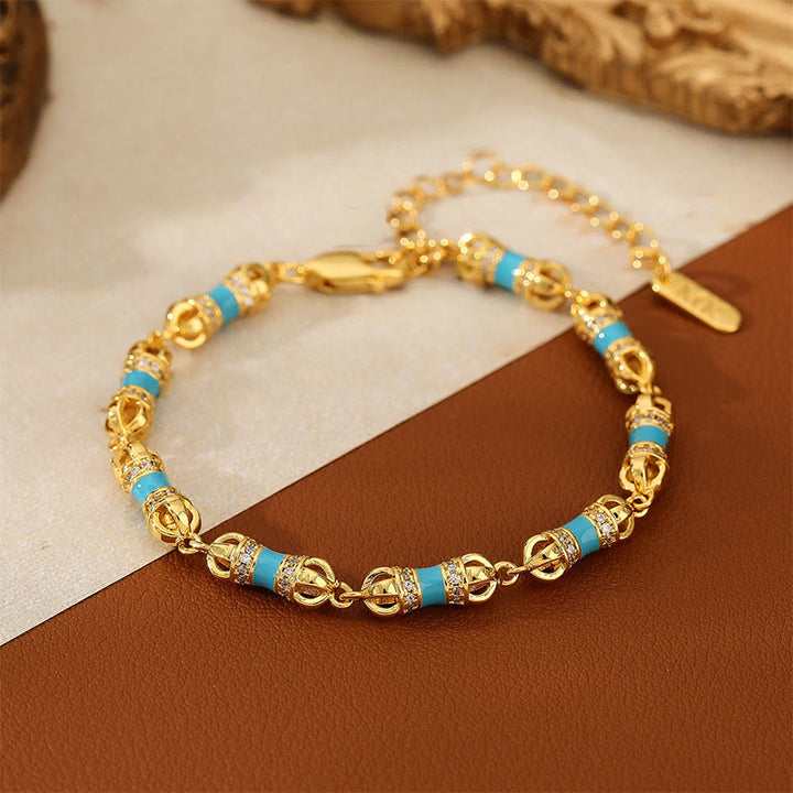 Buddha Stones Copper Brass Plated 24k Gold Vajra Wealth Luck Bracelet - image 2
