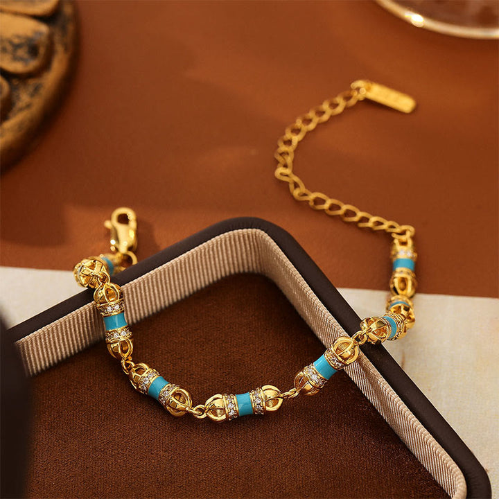 Buddha Stones Copper Brass Plated 24k Gold Vajra Wealth Luck Bracelet - image 4