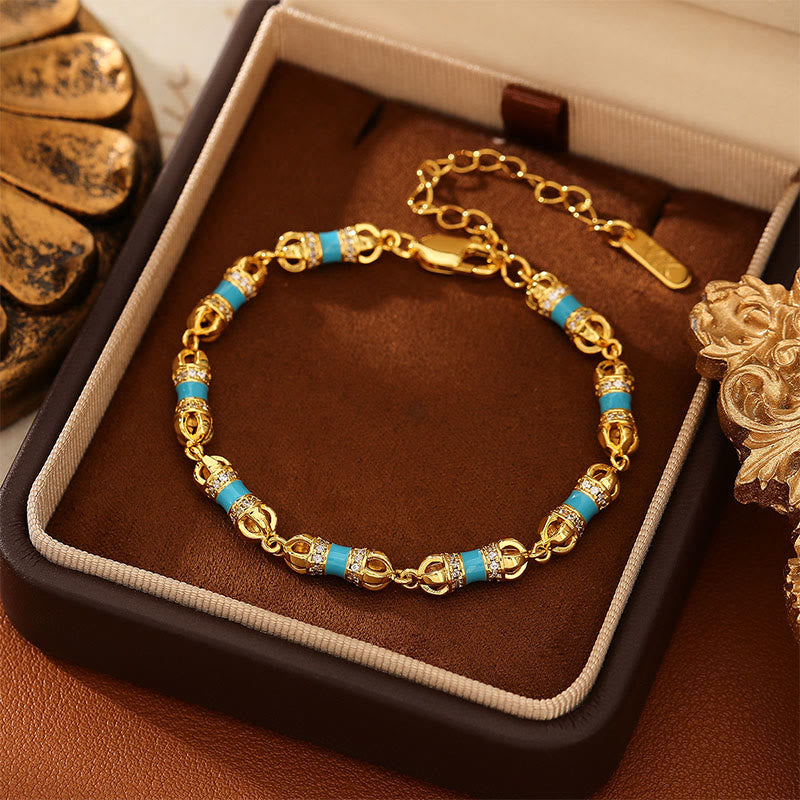 Buddha Stones Copper Brass Plated 24k Gold Vajra Wealth Luck Bracelet - image 1