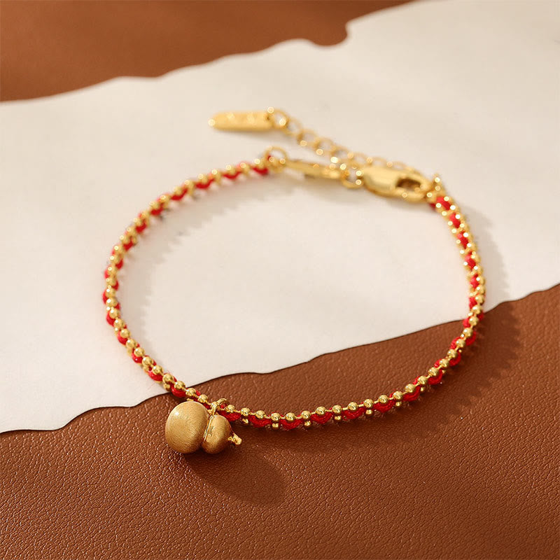 Buddha Stones Red String Copper Brass Gourd Strength Wealth Bracelet - image 1
