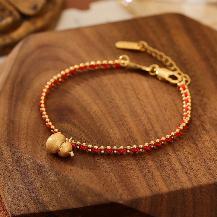 Buddha Stones Red String Copper Brass Gourd Strength Wealth Bracelet - image 2
