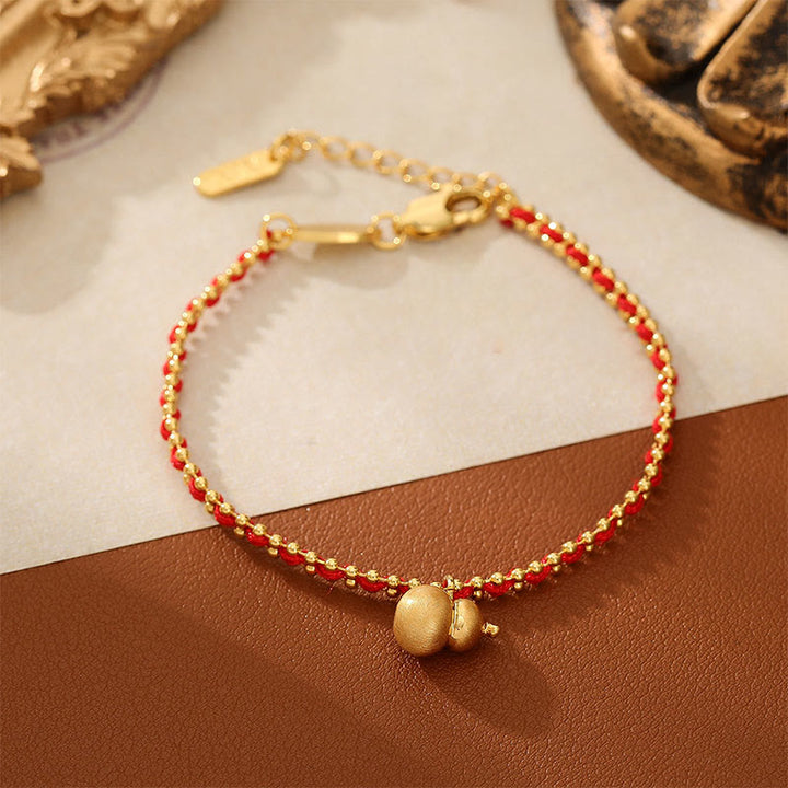 Buddha Stones Red String Copper Brass Gourd Strength Wealth Bracelet - image 4