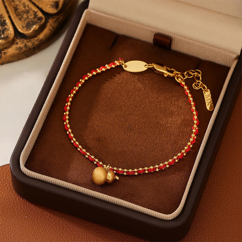 Buddha Stones Red String Copper Brass Gourd Strength Wealth Bracelet - image 3