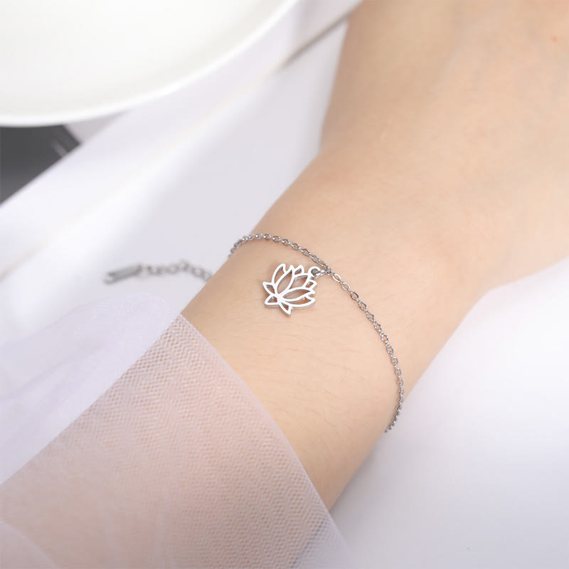 Buddha Stones Lotus Pattern Titanium Steel Enlightenment Bracelet - image 1