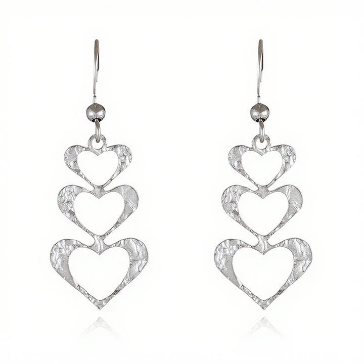 Buddha Stones Elegant Titanium Steel Balance Hammer Marks Earrings - Silvery Heart Shape(Titanium Steel Posts) - image 7