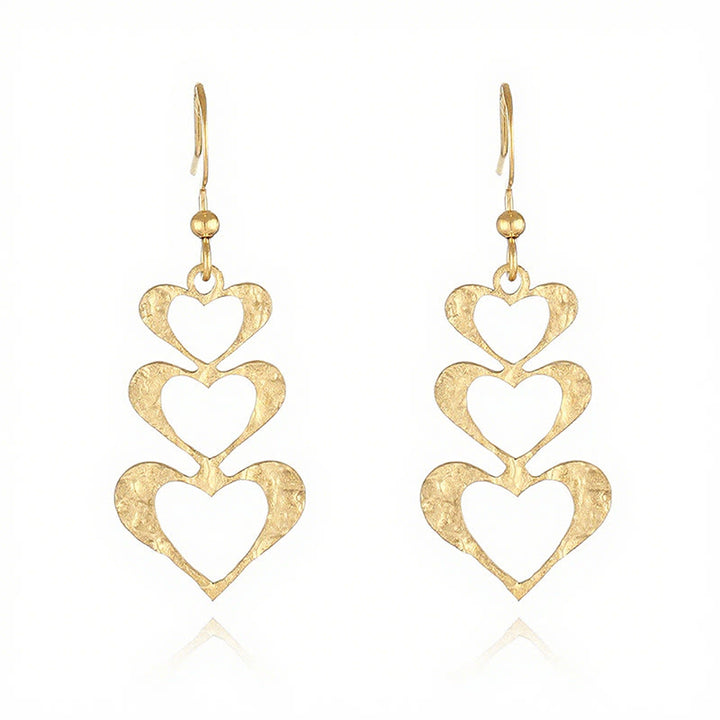 Buddha Stones Elegant Titanium Steel Balance Hammer Marks Earrings - Golden Heart Shape(Titanium Steel Posts) - image 6
