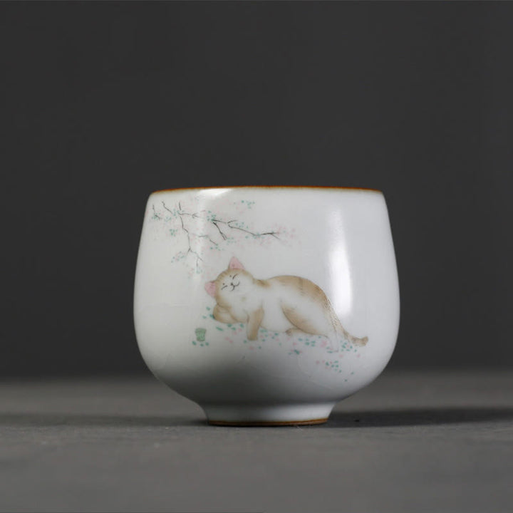 Buddha Stones Cute Cat Branches Teacup Kung Fu Tea Cup With Gift Box - image 4