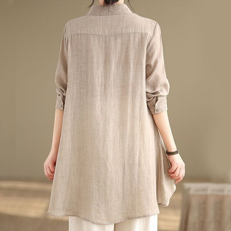 Buddha Stones Irregular Design Buttons Long Sleeve Women's Cotton Shirt - image 19