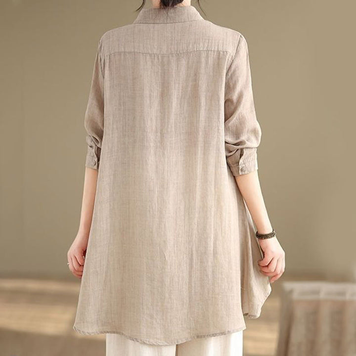 Buddha Stones Irregular Design Buttons Long Sleeve Women's Cotton Shirt - image 19