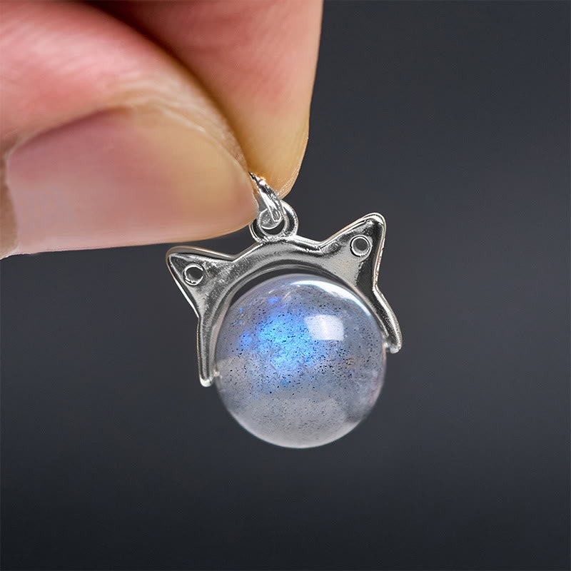 Buddha Stones 925 Sterling Silver Moonstone Cat Healing Necklace Pendant - image 5