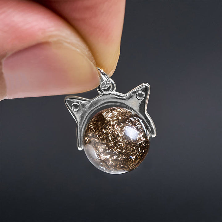 Buddha Stones 925 Sterling Silver Natural Black Super Seven Crystal Cat Necklace Pendant - image 5