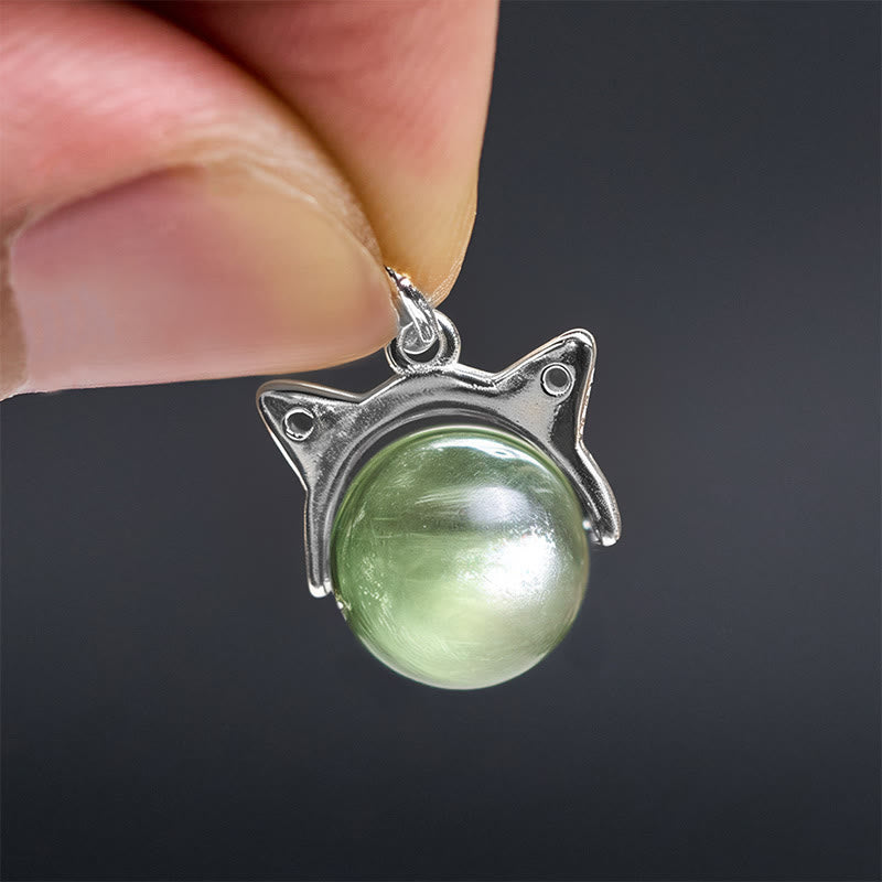 Buddha Stones 925 Sterling Silver Natural Green Lepidolite Cat Protection Necklace Pendant - image 5