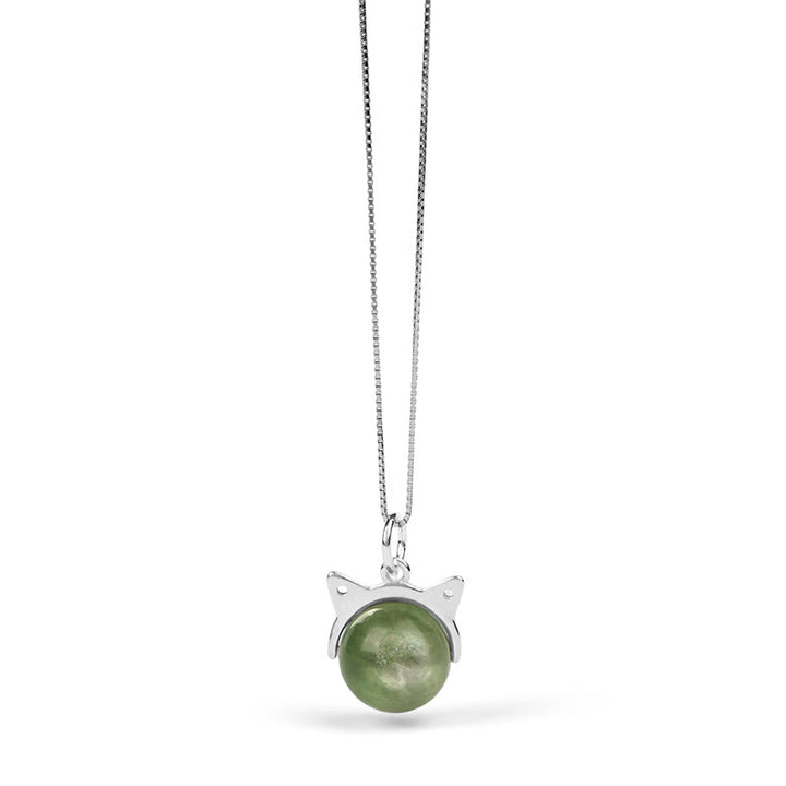 Buddha Stones 925 Sterling Silver Natural Green Lepidolite Cat Protection Necklace Pendant - image 6